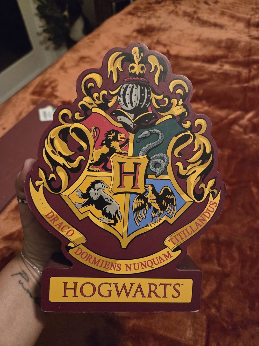 Warner Bros. Hogwarts Crest Sign in Maroon, Yellow, Green, Blue, Black